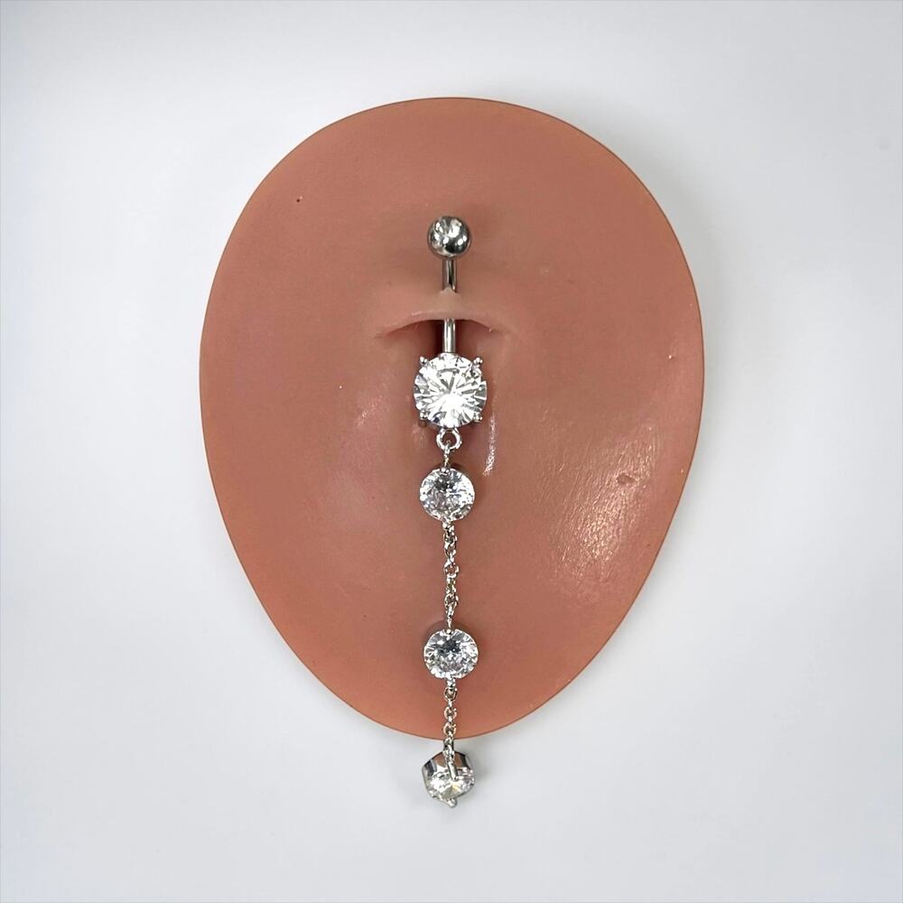 Triple Drop Crystal Belly Button Ring